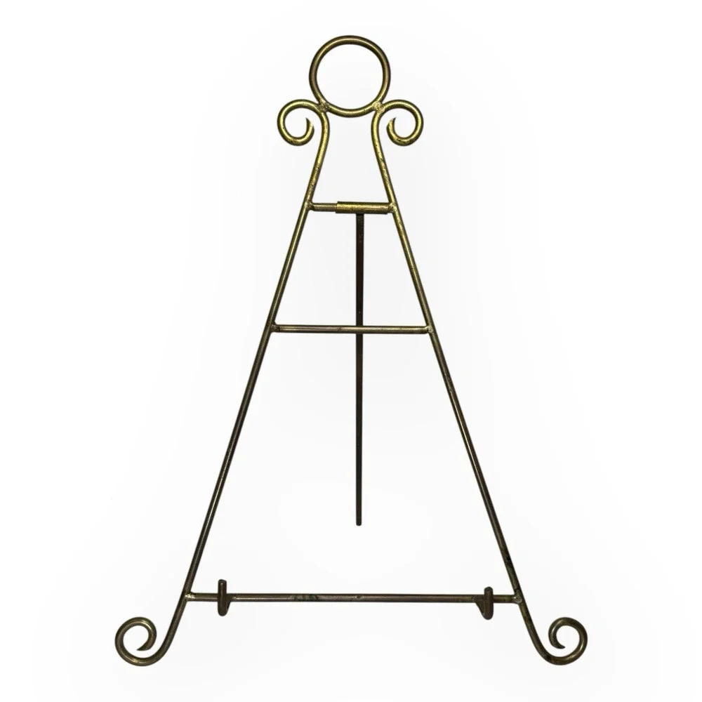 Vintage Solid Brass Adjustable Display Easel Stand Plate Book Art Holder 17–19
